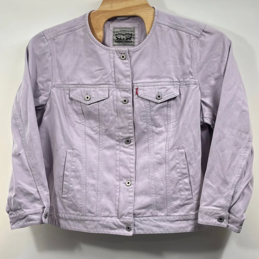 Levi's Women's 3X Lavender Dip Collarless Trucker Jacket Purple Denim Cotton
